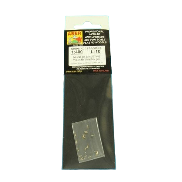 RE-400-L10 Aber 1/400 Set of 20 pcs (12,7mm) Vickers Mk.III machine gun barrels for Royal, RE-400-L10
RE-400-L10 Aber 1/400 Set of 20 pcs (12,7mm) Vickers Mk.III machine gun barrels for Royal, RE-400-L10