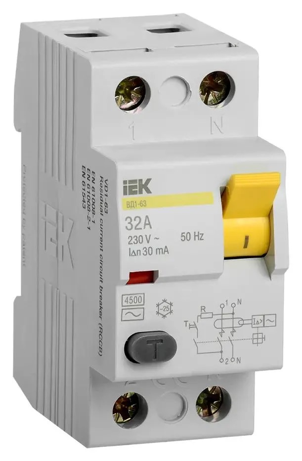 Выключатель дифф.тока УЗО IEK ВД1-63 MDV10-2-032-030 32A 30мА AC 2П 230В 2мод белый упак.1, Выключатель дифф.тока УЗО IEK ВД1-63 (MDV10-2-032-030) 32A 30мА AC 2П 230В 2мод белый (упак.:1шт)
Выключатель дифф.тока УЗО IEK ВД1-63 MDV10-2-032-030 32A 30мА AC 2П 230В 2мод белый упак.1, Выключатель дифф.тока УЗО IEK ВД1-63 (MDV10-2-032-030) 32A 30мА AC 2П 230В 2мод белый (упак.:1шт)