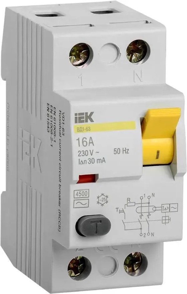 Выключатель дифф.тока УЗО IEK ВД1-63 MDV10-2-016-030 16A 30мА AC 2П 230В 2мод белый упак.1, Выключатель дифф.тока УЗО IEK ВД1-63 (MDV10-2-016-030) 16A 30мА AC 2П 230В 2мод белый (упак.:1шт)
Выключатель дифф.тока УЗО IEK ВД1-63 MDV10-2-016-030 16A 30мА AC 2П 230В 2мод белый упак.1, Выключатель дифф.тока УЗО IEK ВД1-63 (MDV10-2-016-030) 16A 30мА AC 2П 230В 2мод белый (упак.:1шт)