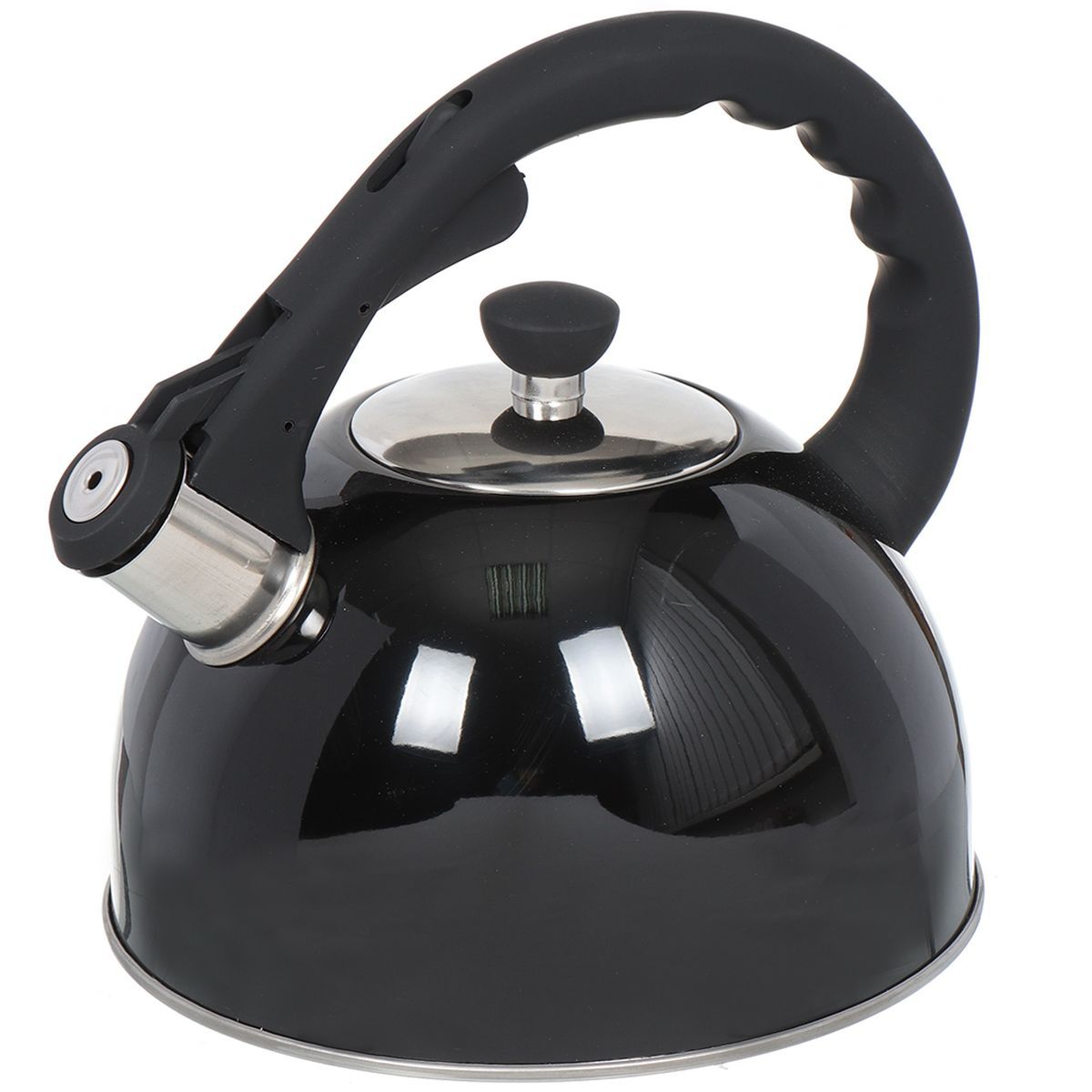 фото Чайник нерж, 3 л, свист, ручк с силик покр, daniks, индукц, чер, msy-066b