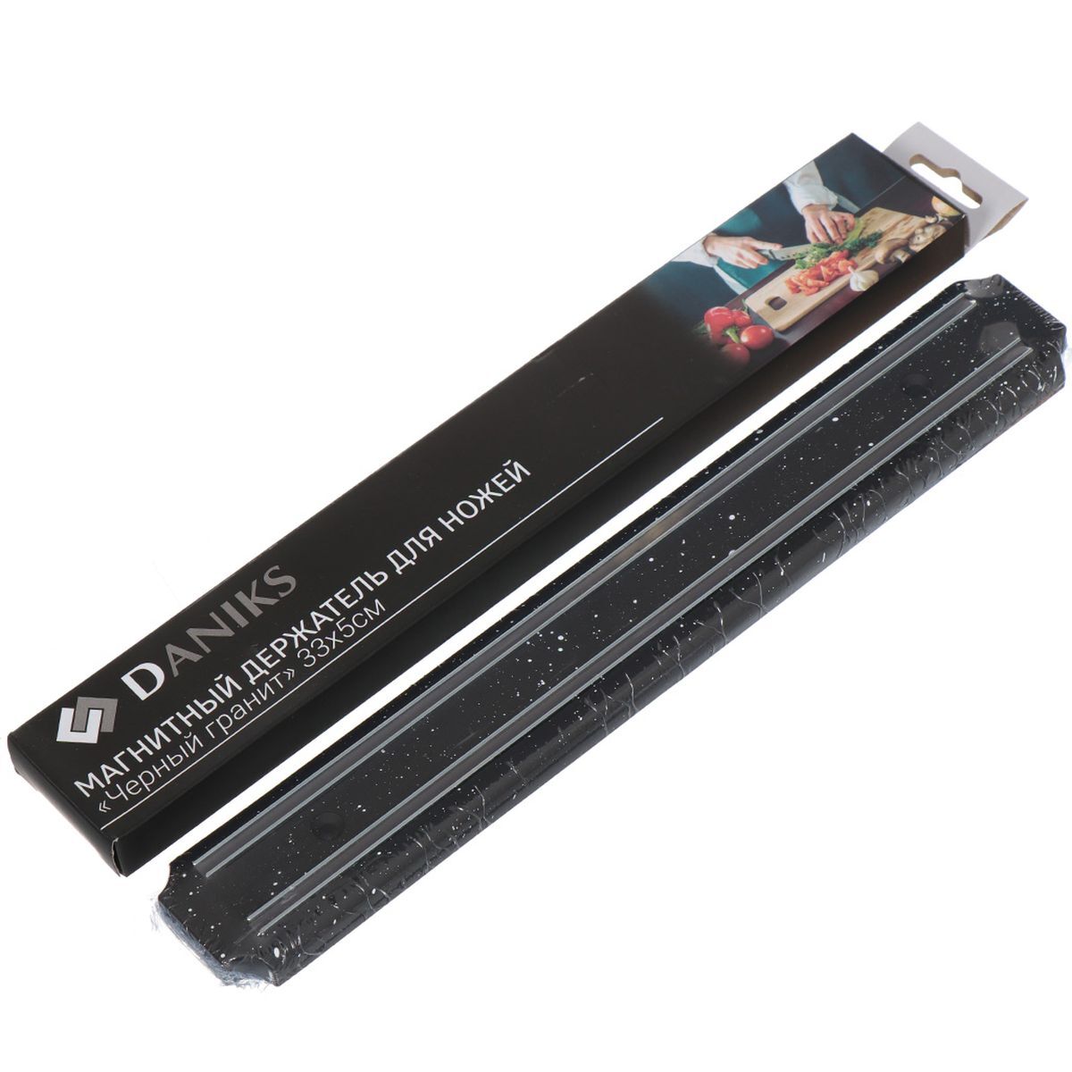 фото Держатель для ножей магнитный, 33х5 см, черный гранит, daniks, yw-m2