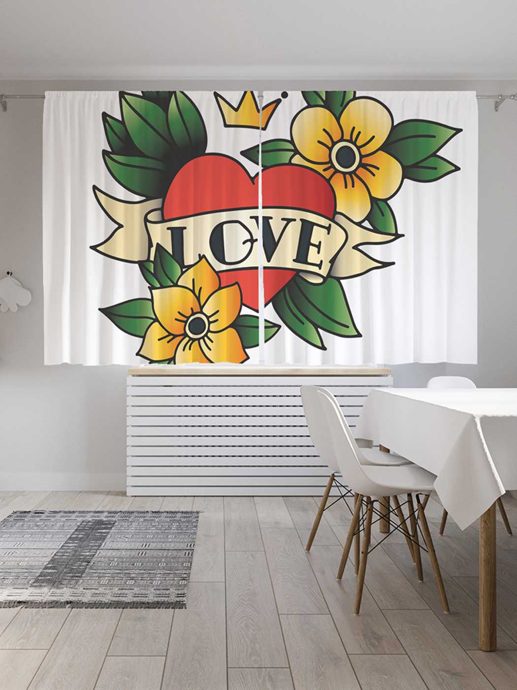 фото Шторы с фотопечатью joyarty "корона любви" из сатена, 290х180 см