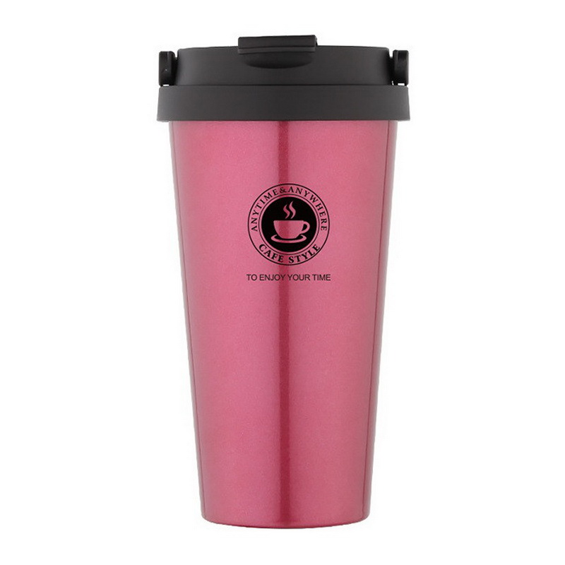 фото Термокружка creative cafe style с ручкой, нежно-розовый nobrand