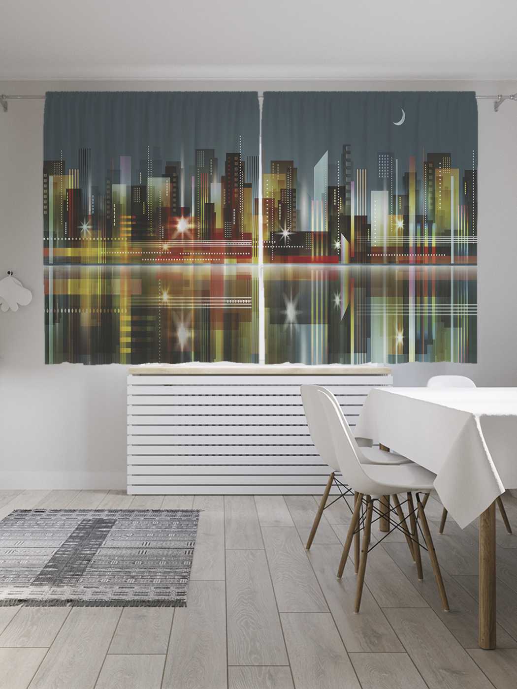 фото Шторы с фотопечатью joyarty "иллюстрация ночных огней города" из сатена, 290х180 см