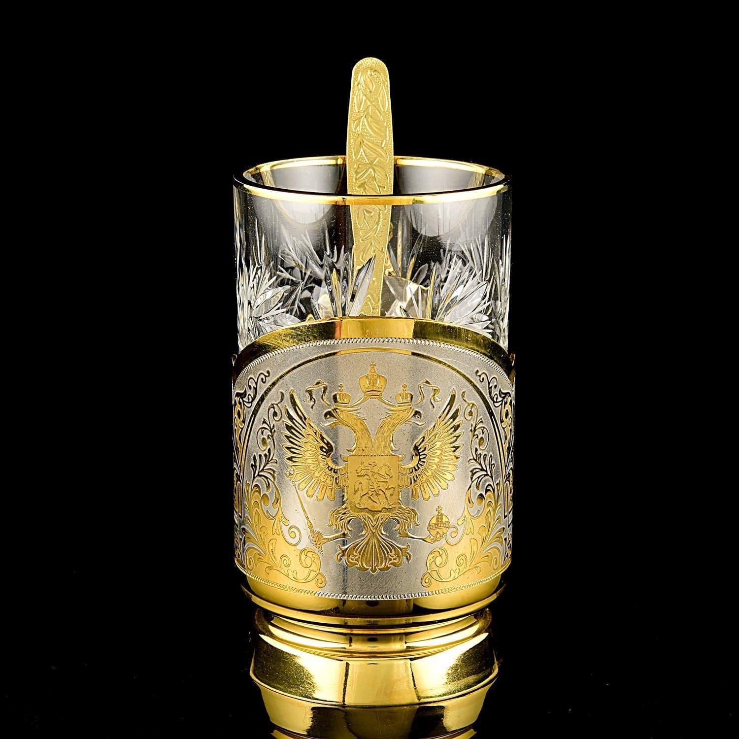 фото Подстаканник "герб рф" с ложкой златоуст nobrand