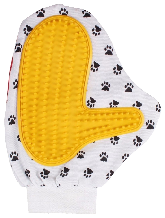 фото Двусторонняя рукавица для вычёсывания шерсти животных pet toy, жёлтый nobrand