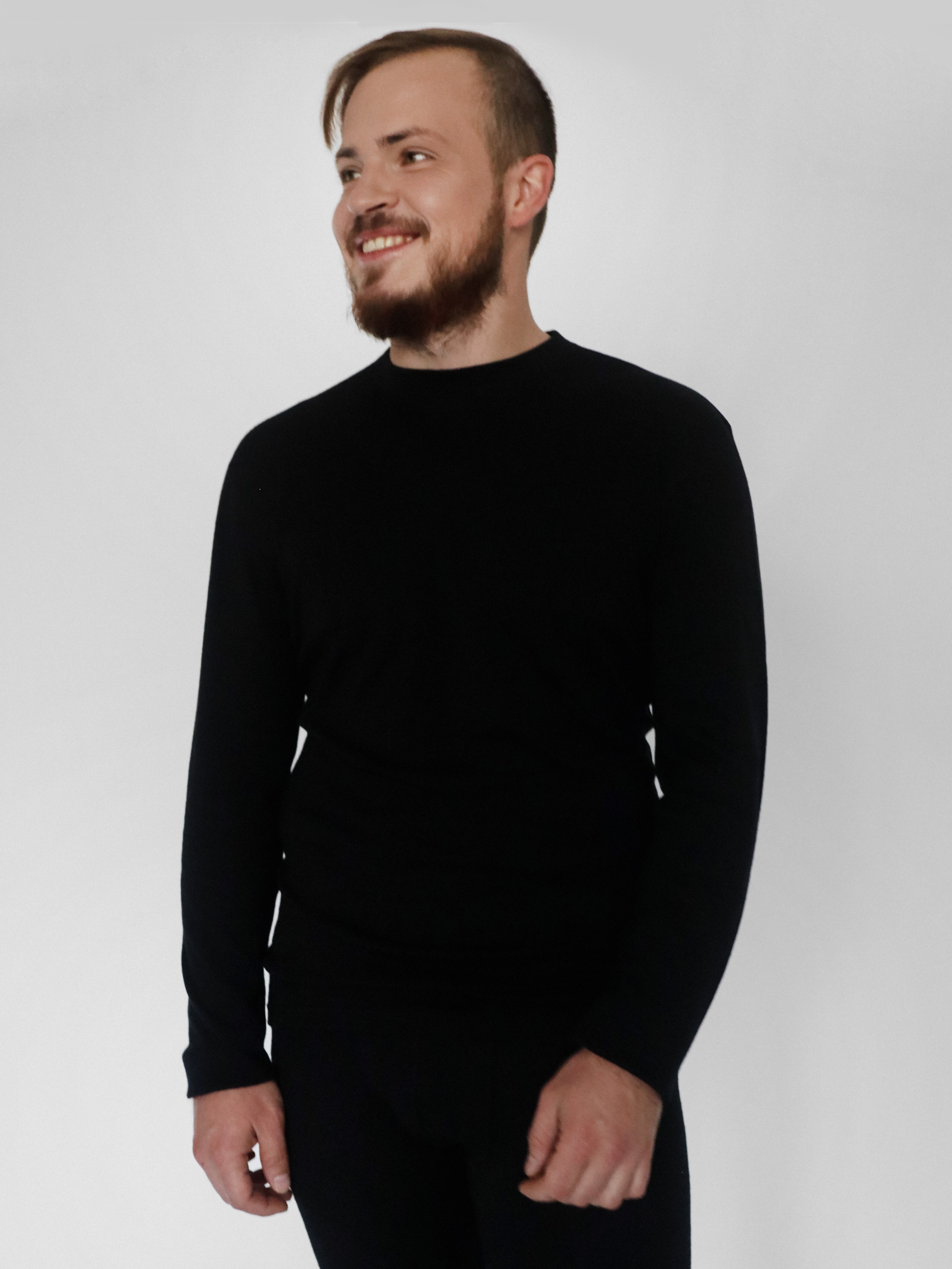фото Фуфайка (футболка) мужская с длинным рукавом,100% шерсть мериносов, цвет черный, размер m шерстяной