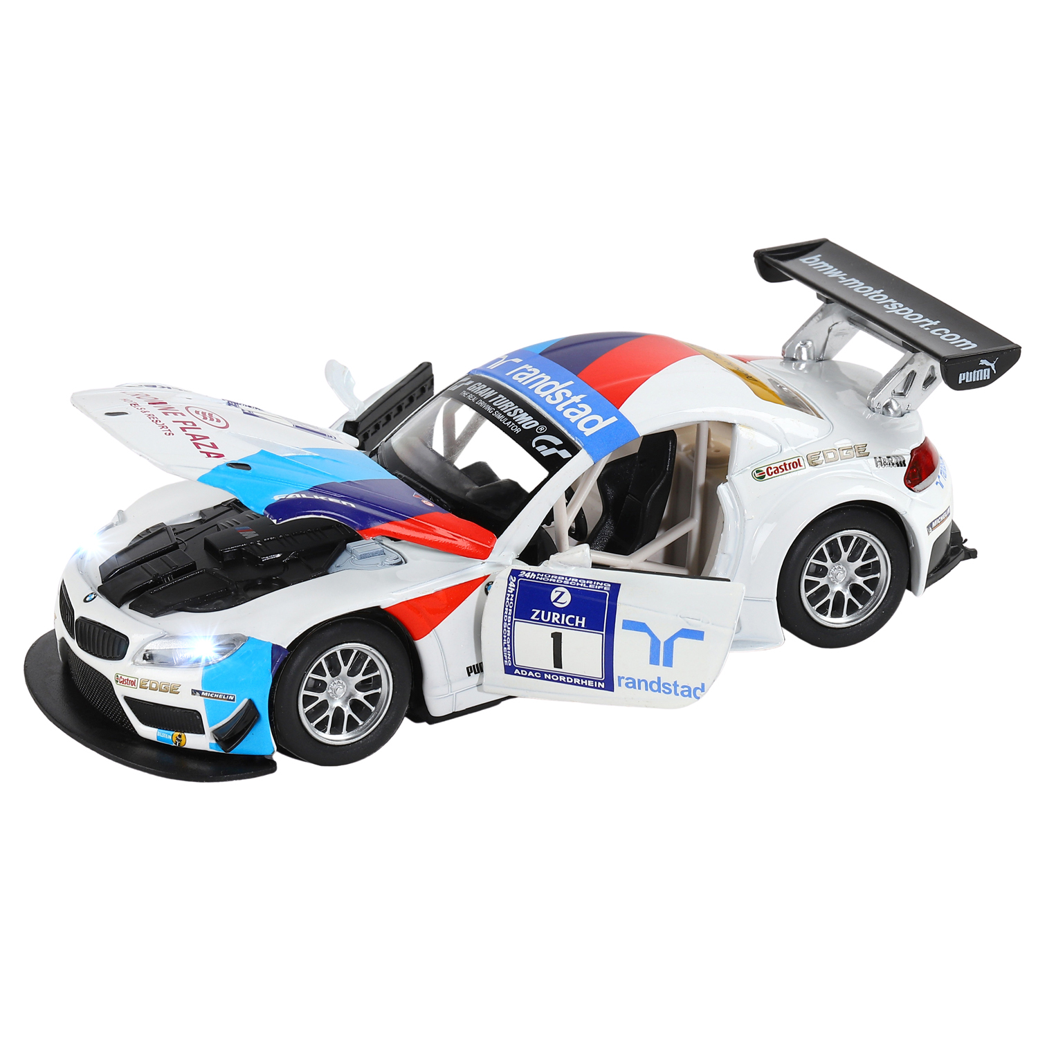 Машинка металлическая 1:32 BMW Z4 GT3, белый, свет, звук, инерция JB1251302, BMW Z4 GT3
Машинка металлическая 1:32 BMW Z4 GT3, белый, свет, звук, инерция JB1251302, BMW Z4 GT3