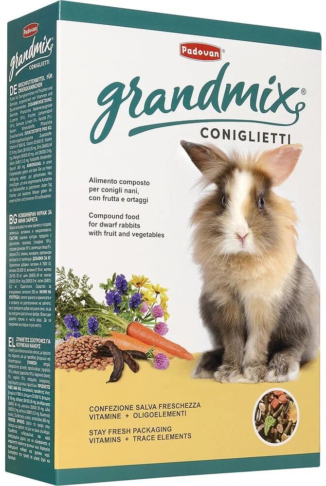 Сухой корм для декоративных кроликов Padovan Grandmix Coniglietti, 850 г, 4 шт, Grandmix
Сухой корм для декоративных кроликов Padovan Grandmix Coniglietti, 850 г, 4 шт, Grandmix