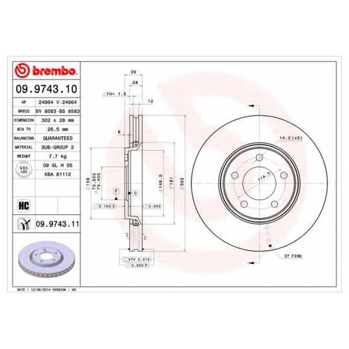 Тормозной диск передний Brembo 09974311 для Chrysler Voyager IV; Dodge Caravan
Тормозной диск передний Brembo 09974311 для Chrysler Voyager IV; Dodge Caravan