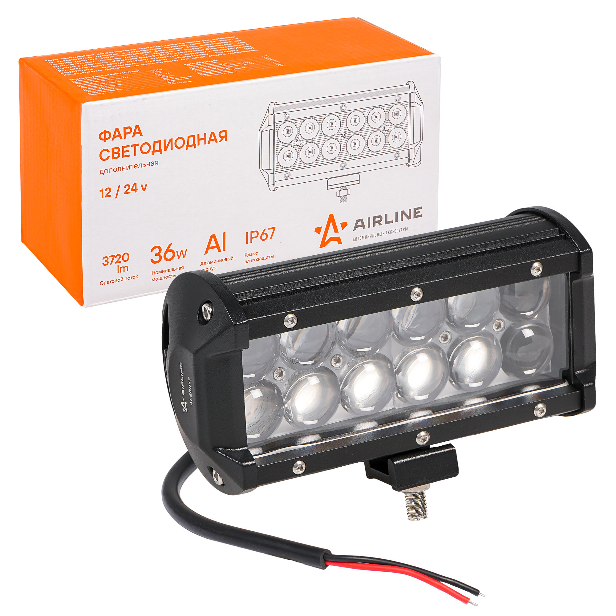 AIRLINE ALED047 Фара светодиодная Airline (балка) двухрядная 12 LED 4D линза 36W (165 х 78
AIRLINE ALED047 Фара светодиодная Airline (балка) двухрядная 12 LED 4D линза 36W (165 х 78
