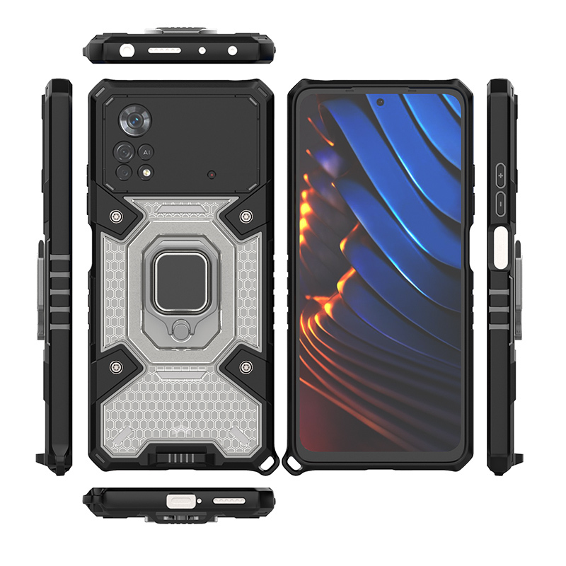 фото Противоударный чехол с innovation case с защитой камеры для xiaomi poco x4 pro 5g black panther
