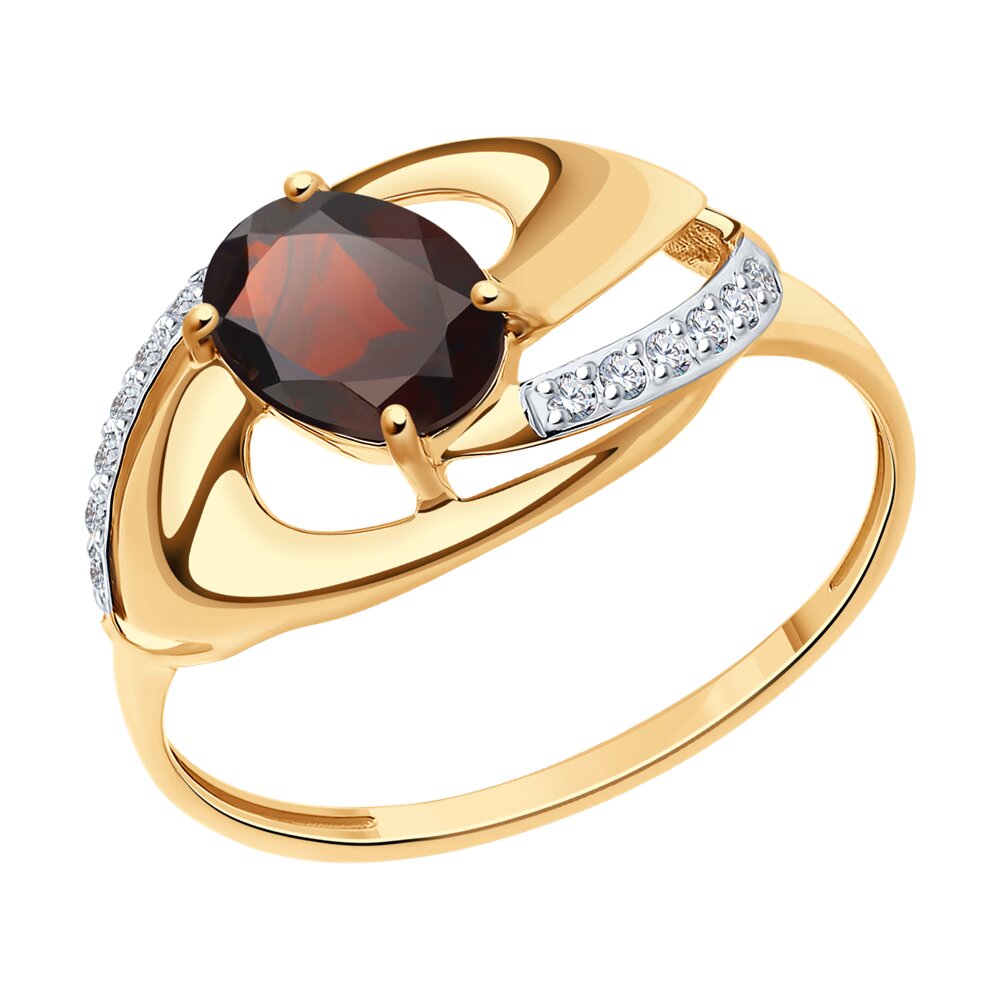 Кольцо из золота р. 19,5 SOKOLOV 716943, фианит\гранат, 716943 
Кольцо из золота р. 19,5 SOKOLOV 716943, фианит\гранат, 716943