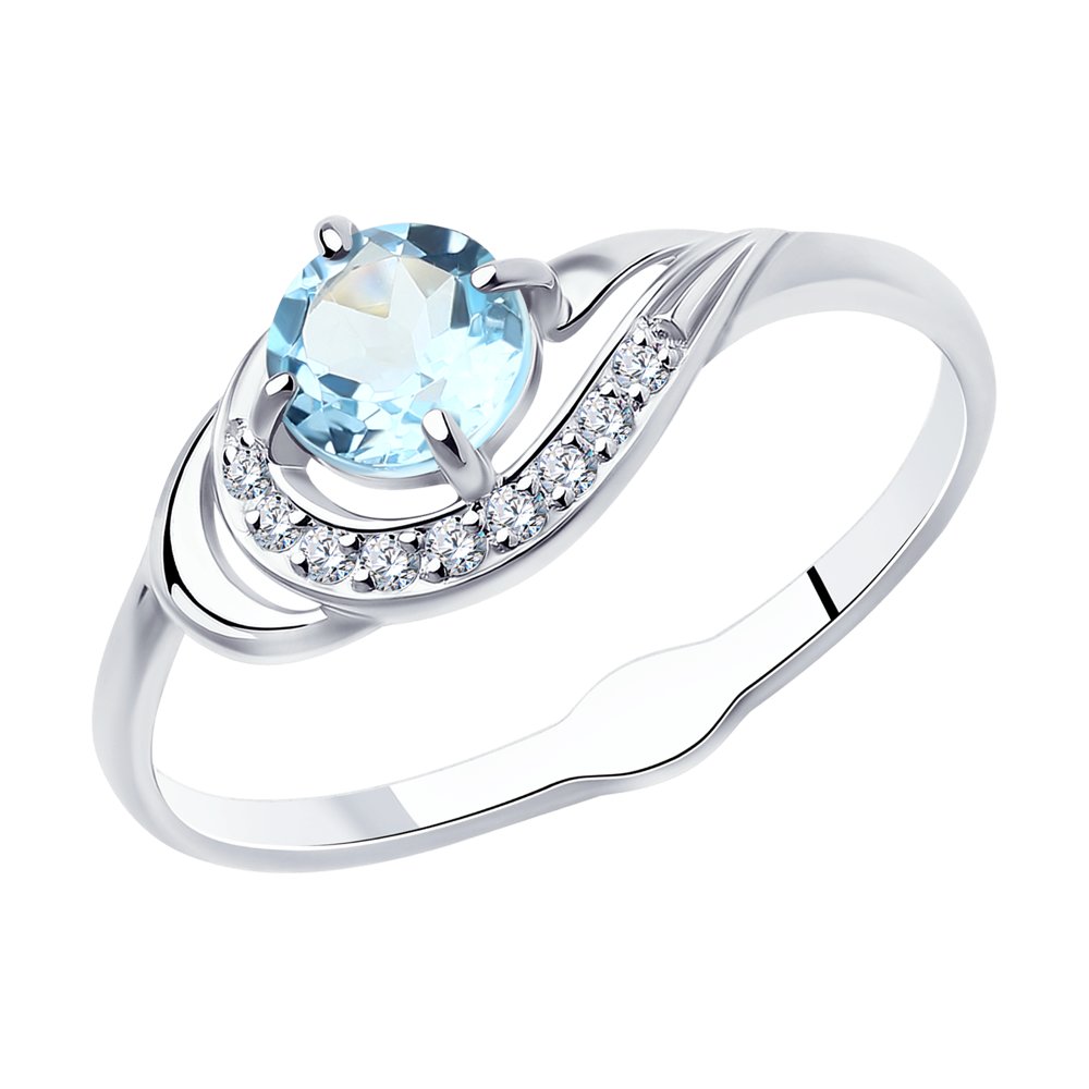 фото Кольцо из серебра с топазом/фианитом р.16 diamant 94-310-00555-1