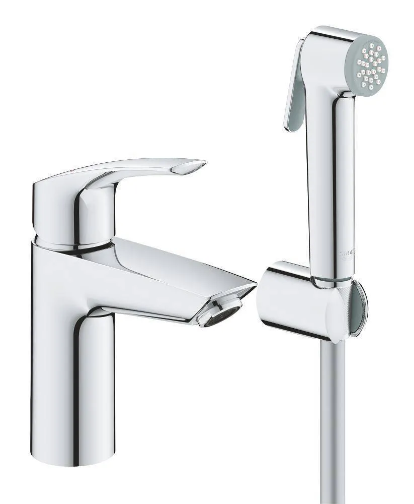 Grohe 23124003 Eurosmart Смеситель однорычажный для раковины с цепочкой и гигиеническим ду, Хром
Grohe 23124003 Eurosmart Смеситель однорычажный для раковины с цепочкой и гигиеническим ду, Хром