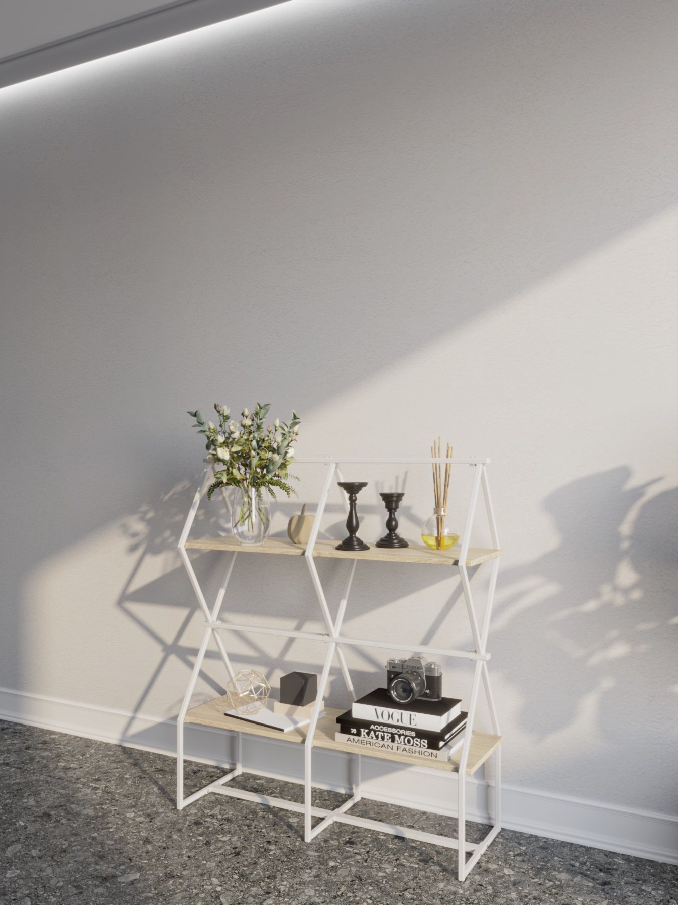 Стеллаж KM LOFT Ромбо СтМ белый/дуб сонома лофт для дома в гостинную перегородка, KM56
Стеллаж KM LOFT Ромбо СтМ белый/дуб сонома лофт для дома в гостинную перегородка, KM56