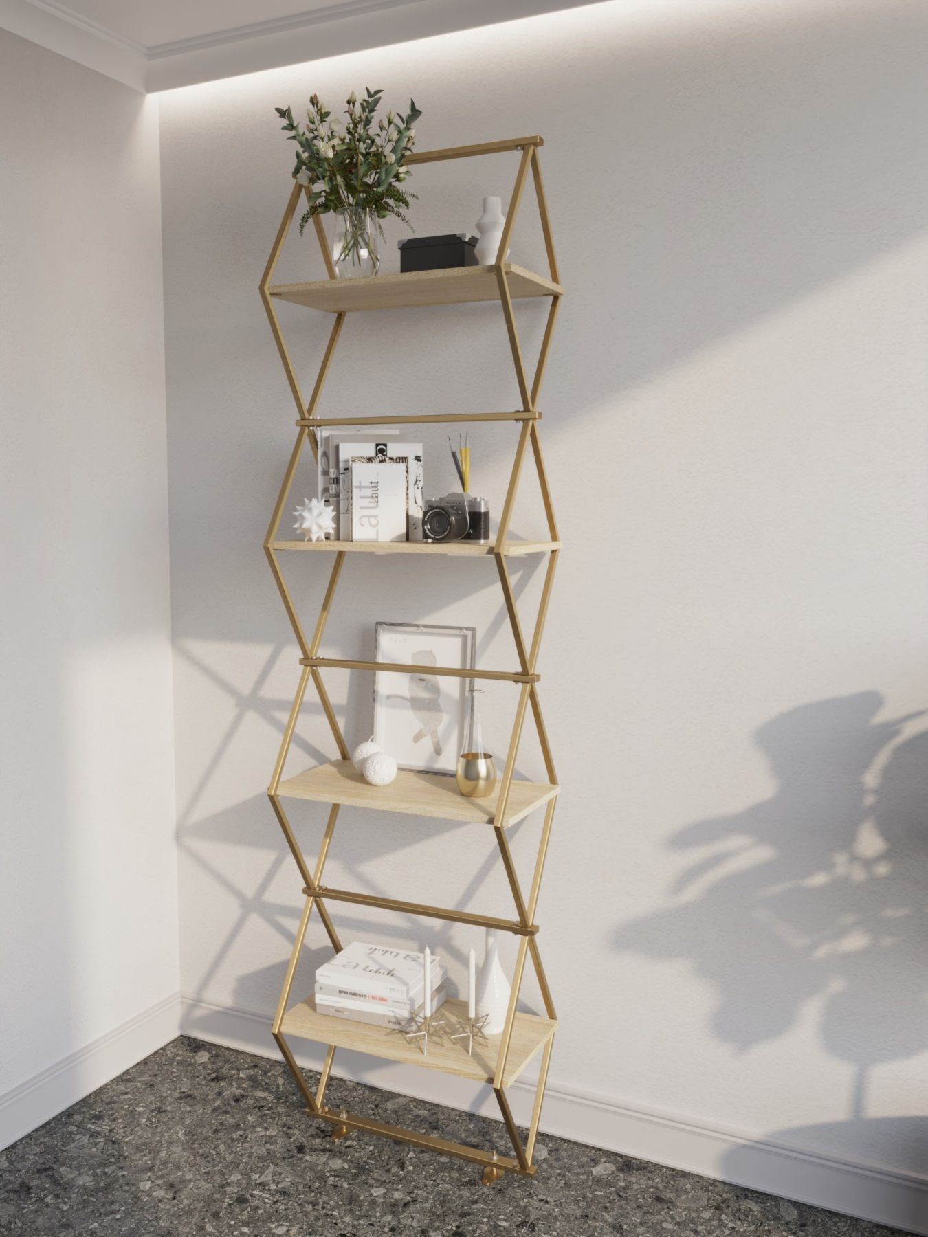 Стеллаж KM LOFT Ромбо Слим золотой/сонома лофт для дома в гостинную перегородка, Золотистый, KM14
Стеллаж KM LOFT Ромбо Слим золотой/сонома лофт для дома в гостинную перегородка, Золотистый, KM14