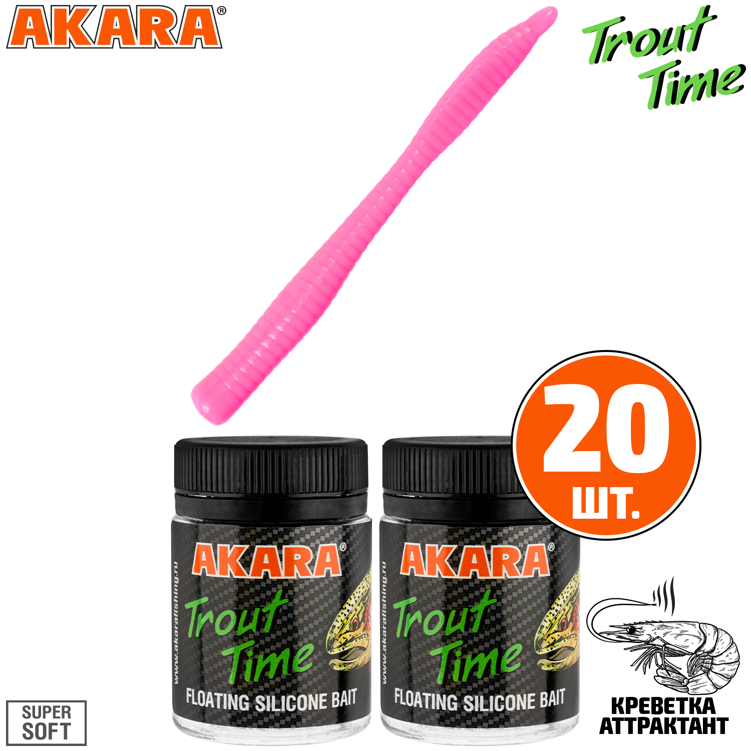 Силиконовая приманка Akara Trout Time WORM 3 420, Shrimp (20 шт.), WORM 3 Креветка
Силиконовая приманка Akara Trout Time WORM 3 420, Shrimp (20 шт.), WORM 3 Креветка