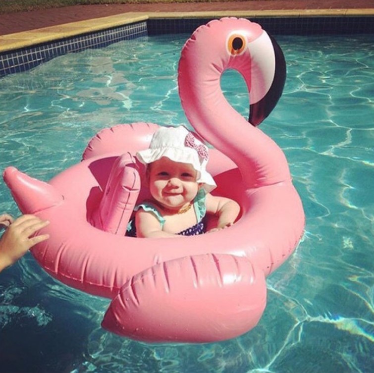 фото Детский надувной круг с трусами для плавания и спинкой baziator фламинго pink flamingo