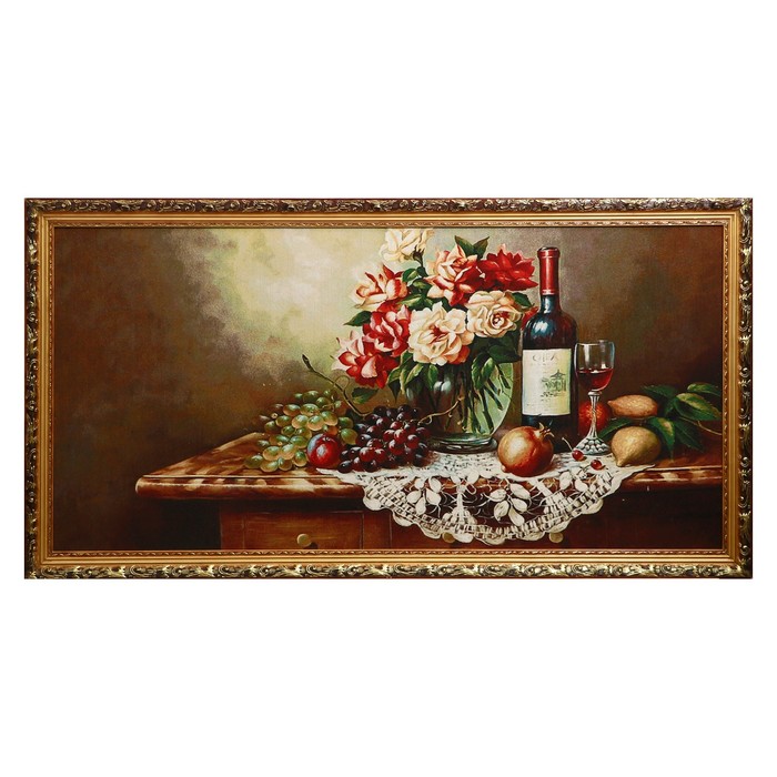 H275-60х120 Картина из гобелена Вино и фрукты на ажурной салфетке 65х125
H275-60х120 Картина из гобелена Вино и фрукты на ажурной салфетке 65х125