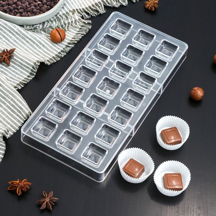 Форма для шоколада «Тоффи. Квадрат», 21 ячейка, 27,5x13,5x2,5 см, ячейка 2,5x1,5 см, Прозрачный
Форма для шоколада «Тоффи. Квадрат», 21 ячейка, 27,5x13,5x2,5 см, ячейка 2,5x1,5 см, Прозрачный