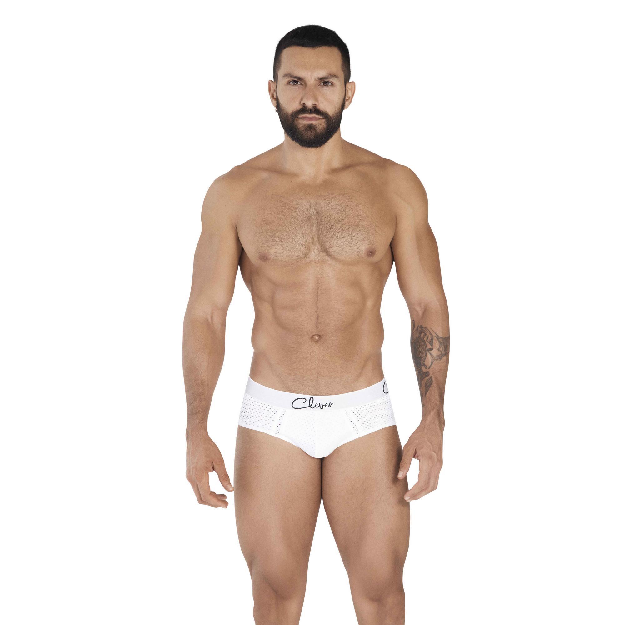 фото Мужские трусы брифы белые в сетку clever time piping brief 036701 m clever masculine underwear