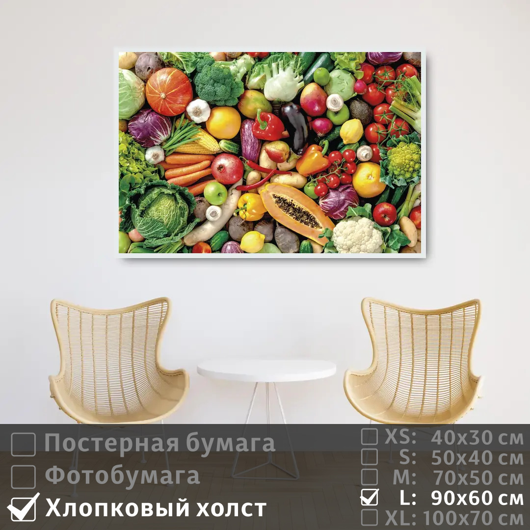 Постер на холсте ПолиЦентр Красочные овощи и фрукты для здоровья 90х60 см, КрасочныеОвощиИФруктыДляЗдоровья
Постер на холсте ПолиЦентр Красочные овощи и фрукты для здоровья 90х60 см, КрасочныеОвощиИФруктыДляЗдоровья
