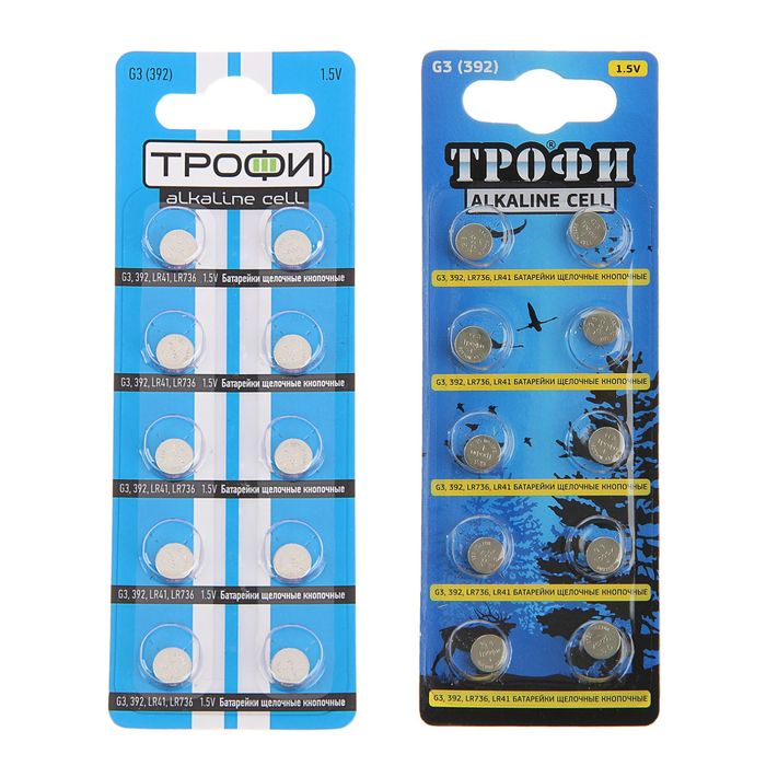 Батарейка алкалиновая "Трофи" Alkaline Cell, G3 (392, LR736, LR41)-10BL, 1.5В, блистер,10
Батарейка алкалиновая "Трофи" Alkaline Cell, G3 (392, LR736, LR41)-10BL, 1.5В, блистер,10