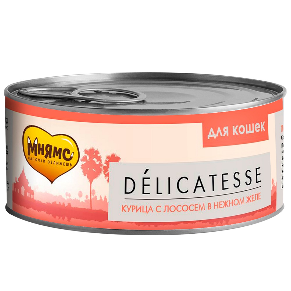 Консервы для кошек Мнямс Delicatesse, курица, лосось, в нежном желе, 12шт по 70г, Деликатес
Консервы для кошек Мнямс Delicatesse, курица, лосось, в нежном желе, 12шт по 70г, Деликатес