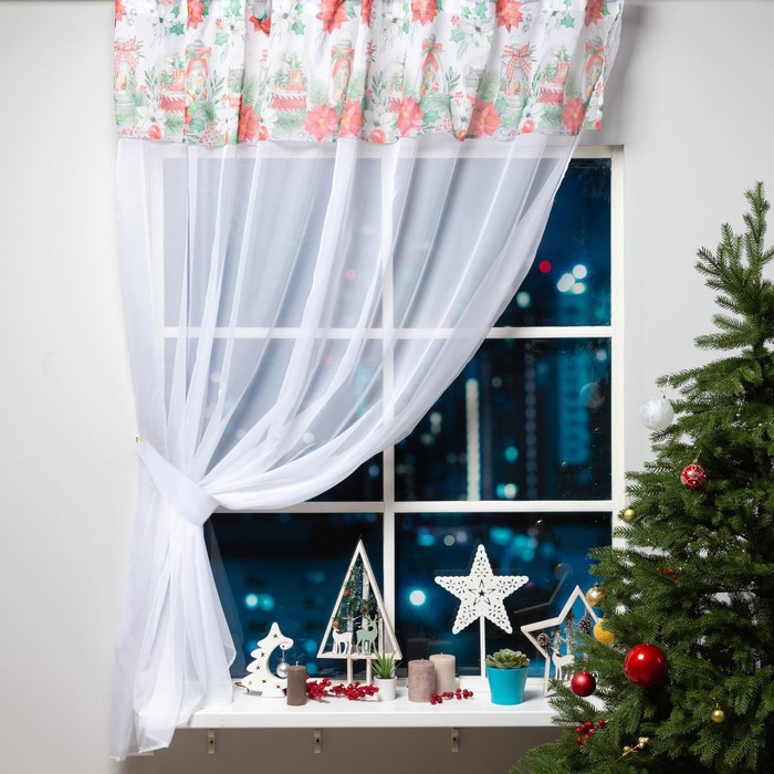 Тюль с подхватом и ламбрекеном Christmas red flowers 250х200 , 100% п/э, вуаль, Beautiful kitchen
Тюль с подхватом и ламбрекеном Christmas red flowers 250х200 , 100% п/э, вуаль, Beautiful kitchen