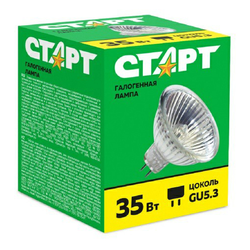 фото Галогенная лампа старт gu5.3 35 вт теплый белый софит прозрачная