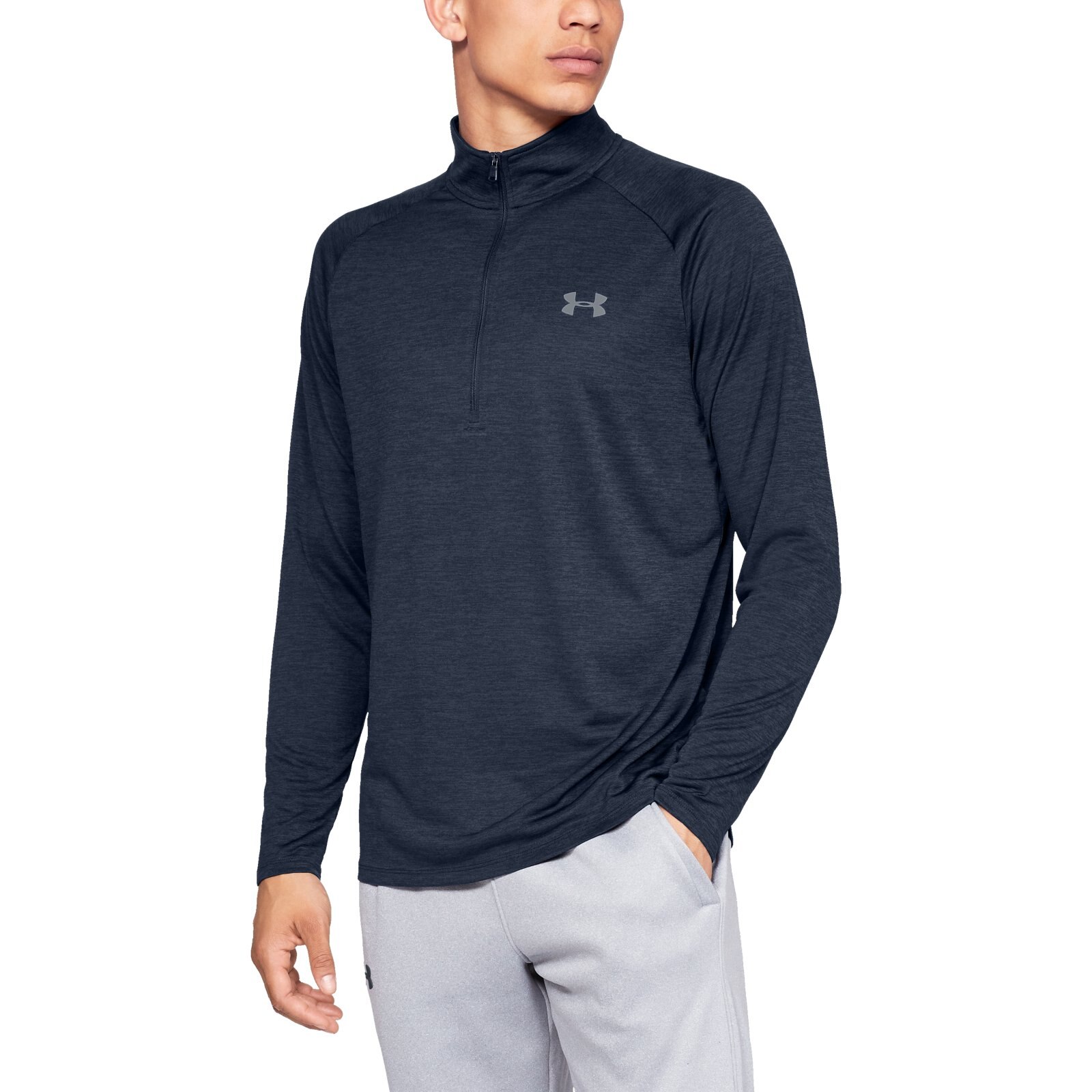 фото Лонгслив мужской tech half zip ls tee under armour серый l