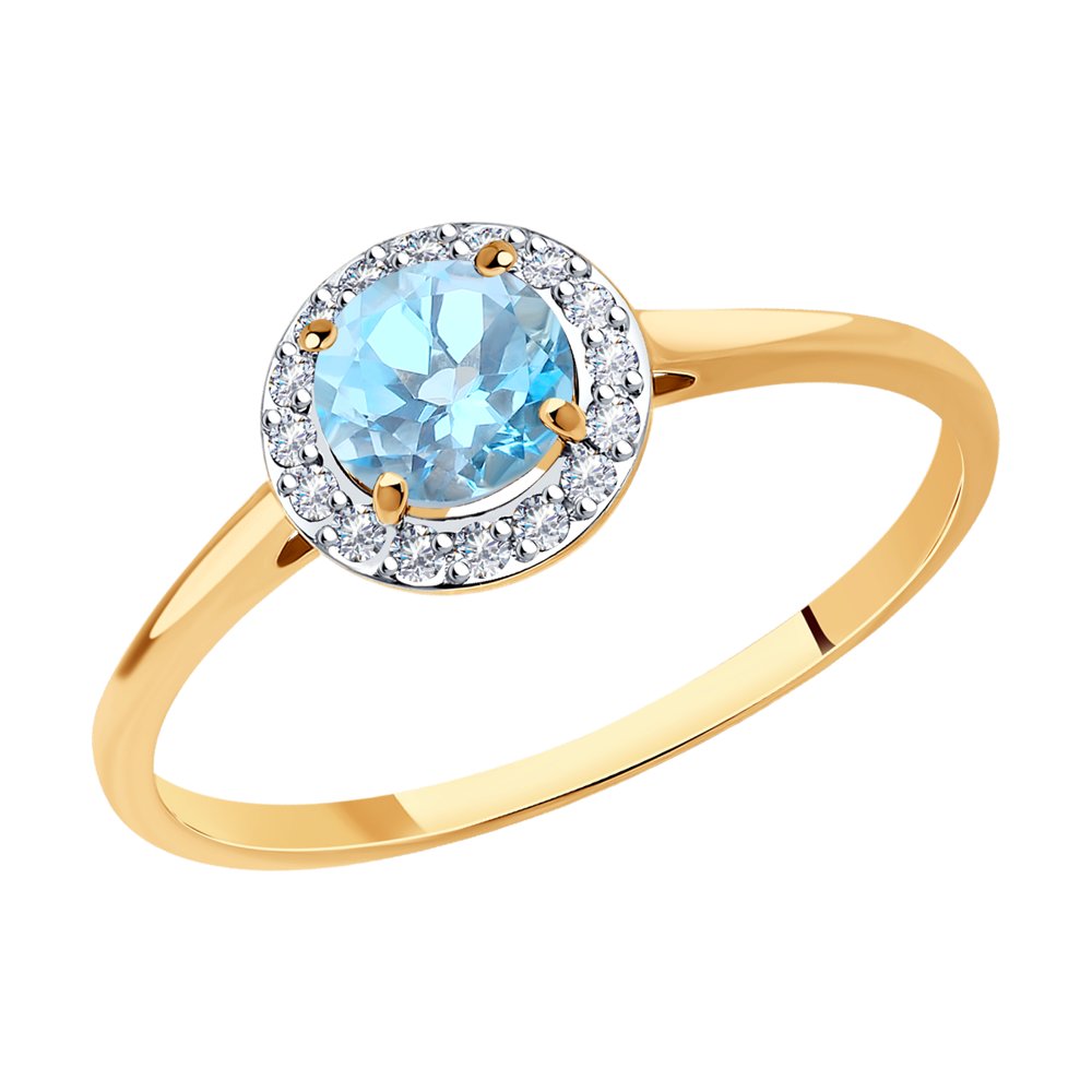 фото Кольцо из красного золота с топазом/фианитом р.17 sokolov 716663