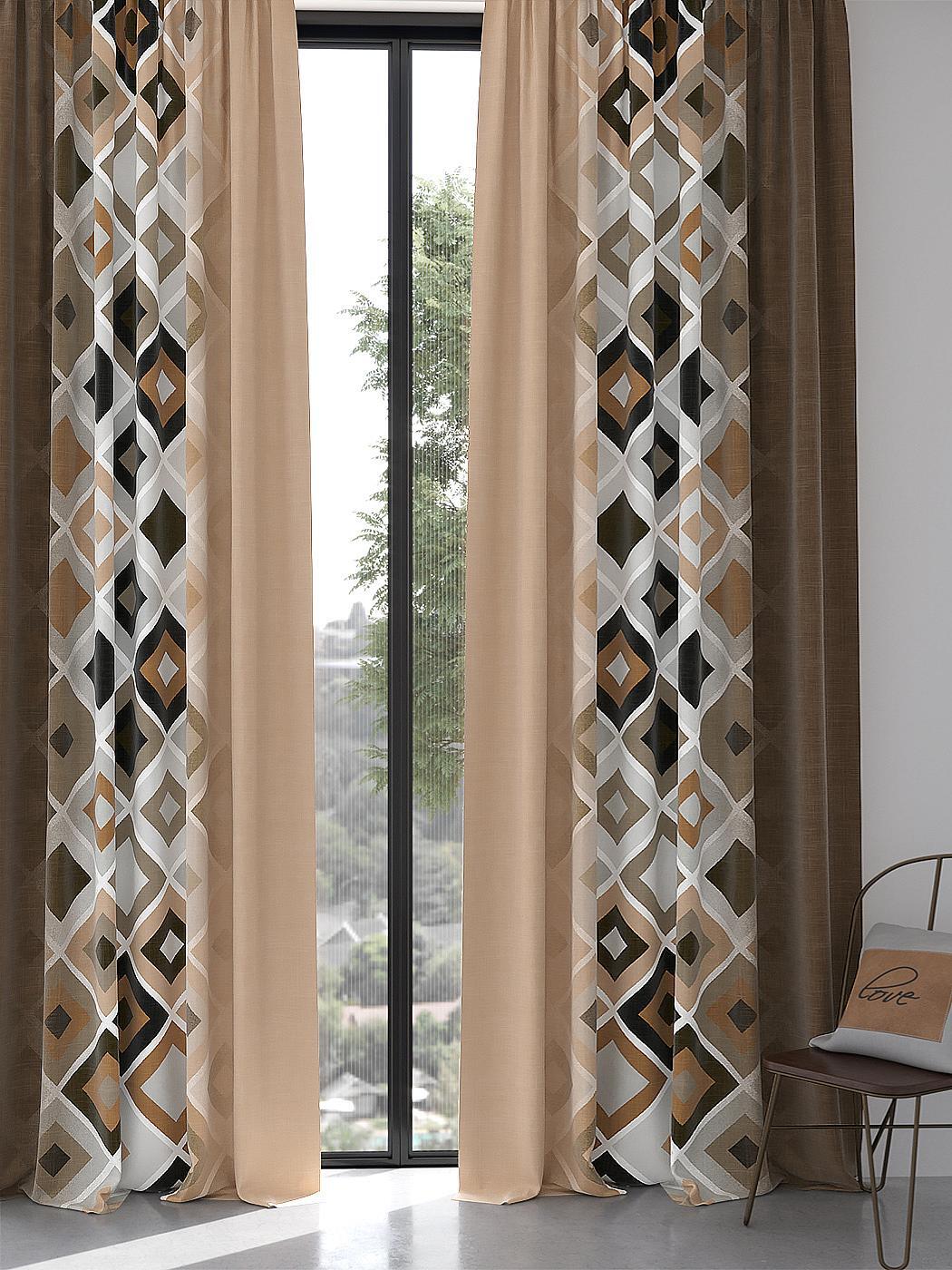 Комплекты штор AT HOME Лирминтес (бежево-коричневый) высота 270 см, ширина 150 см, Бежевый, 967113 
Комплекты штор AT HOME Лирминтес (бежево-коричневый) высота 270 см, ширина 150 см, Бежевый, 967113