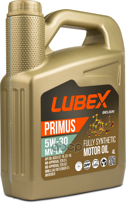 LUBEX Синт. Мот.Масло Primus Mv-La 5w-30 Sn C2/C3 (4л) Современное Полностью Синтетическое, L03413190404
LUBEX Синт. Мот.Масло Primus Mv-La 5w-30 Sn C2/C3 (4л) Современное Полностью Синтетическое, L03413190404