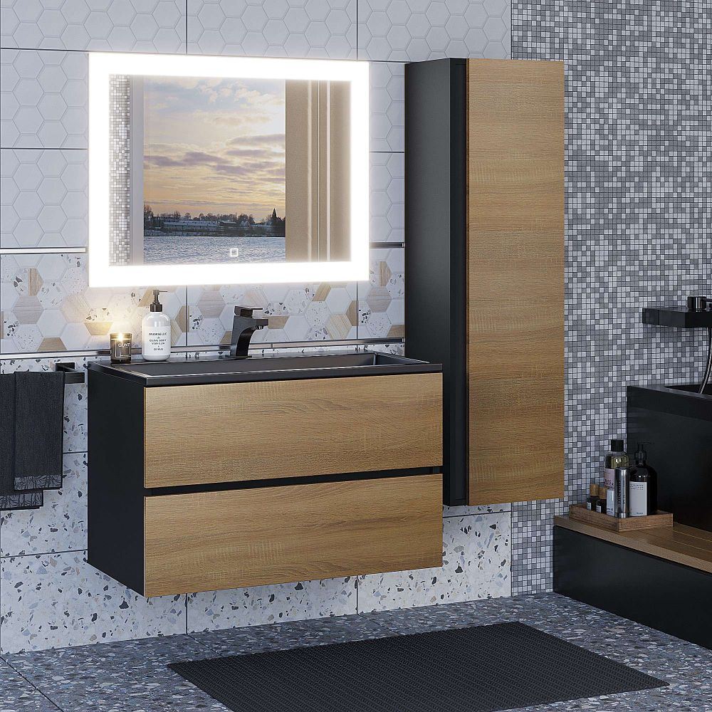 Тумба под раковину для ванной Uperwood Barsa 80 см, подвесная, черная/дуб сонома, Черный
Тумба под раковину для ванной Uperwood Barsa 80 см, подвесная, черная/дуб сонома, Черный