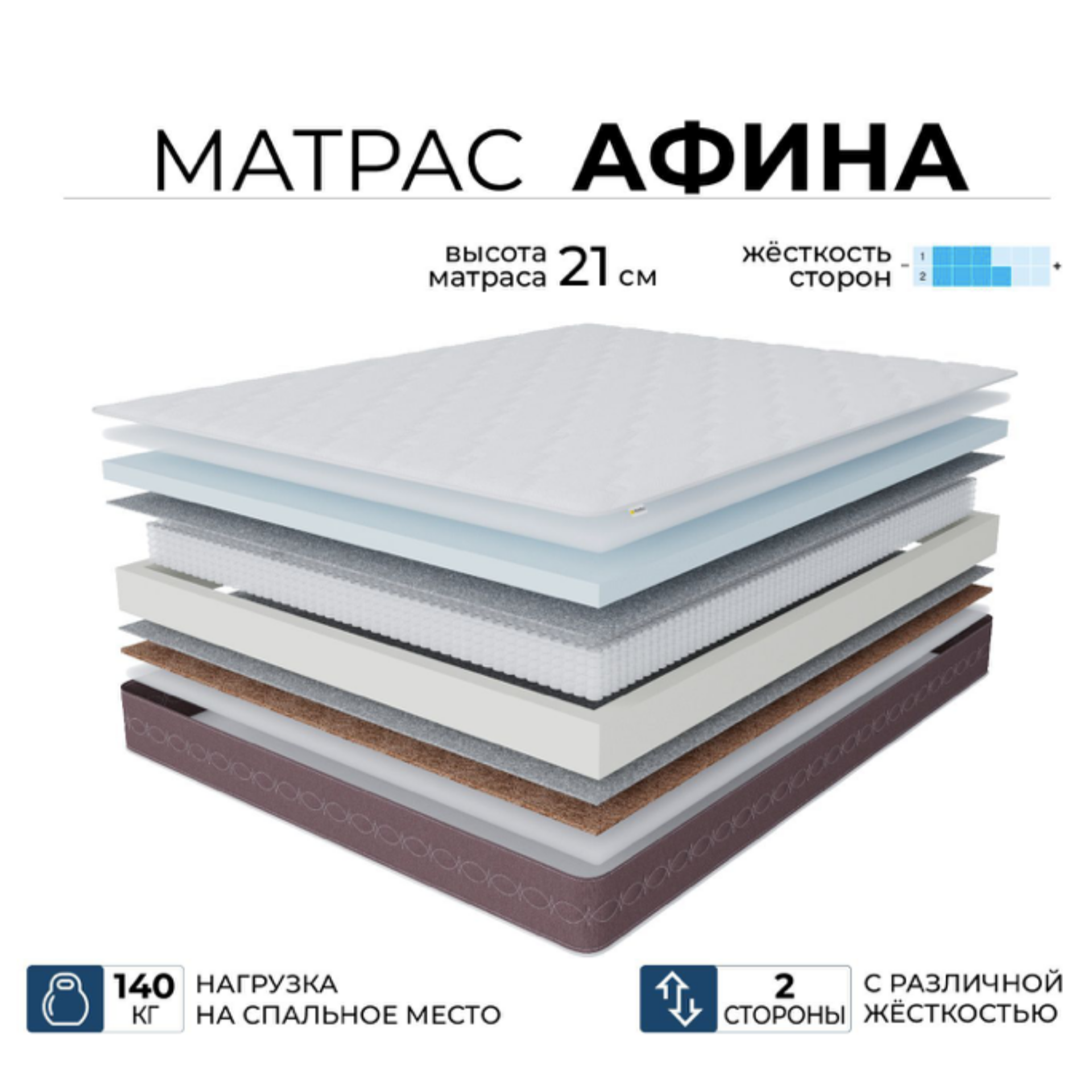 Ортопедический матрас Beneli Афина, независимые пружины, с эффектом памяти, 160х190, Белый, Афина
Ортопедический матрас Beneli Афина, независимые пружины, с эффектом памяти, 160х190, Белый, Афина