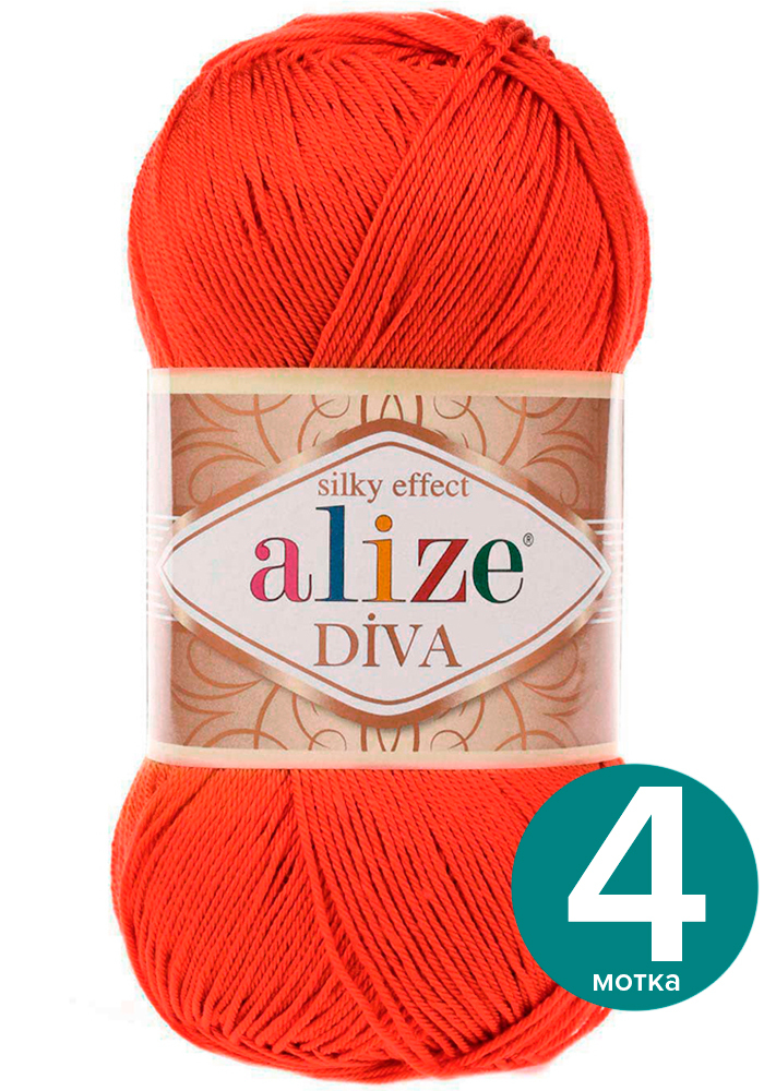 Пряжа Alize Diva (Ализе Дива) - оранжевый (37), 100 г / 350 м (100% микрофибра акрил) - 4, Divа klubоk.shор
Пряжа Alize Diva (Ализе Дива) - оранжевый (37), 100 г / 350 м (100% микрофибра акрил) - 4, Divа klubоk.shор