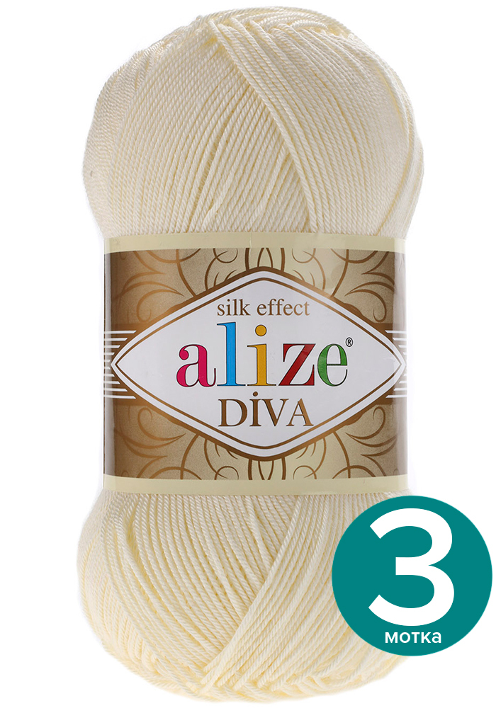 Пряжа Alize Diva (Ализе Дива) - кремовый (01), 100 г / 350 м (100% микрофибра акрил) 3 шт, Бежевый, Divа klubоk.shор
Пряжа Alize Diva (Ализе Дива) - кремовый (01), 100 г / 350 м (100% микрофибра акрил) 3 шт, Бежевый, Divа klubоk.shор