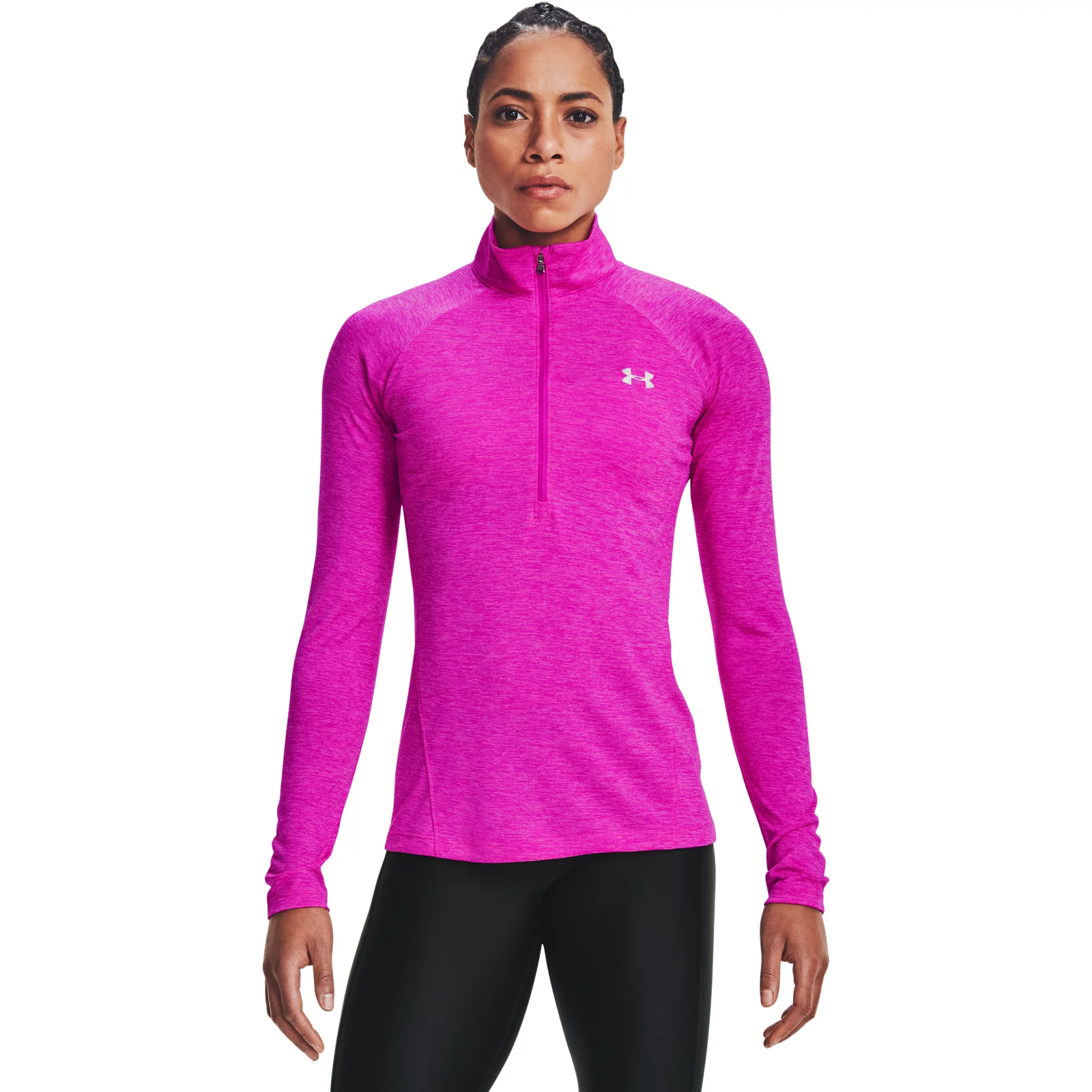 фото Лонгслив женский under armour tech 1/2 zip - twist розовый l