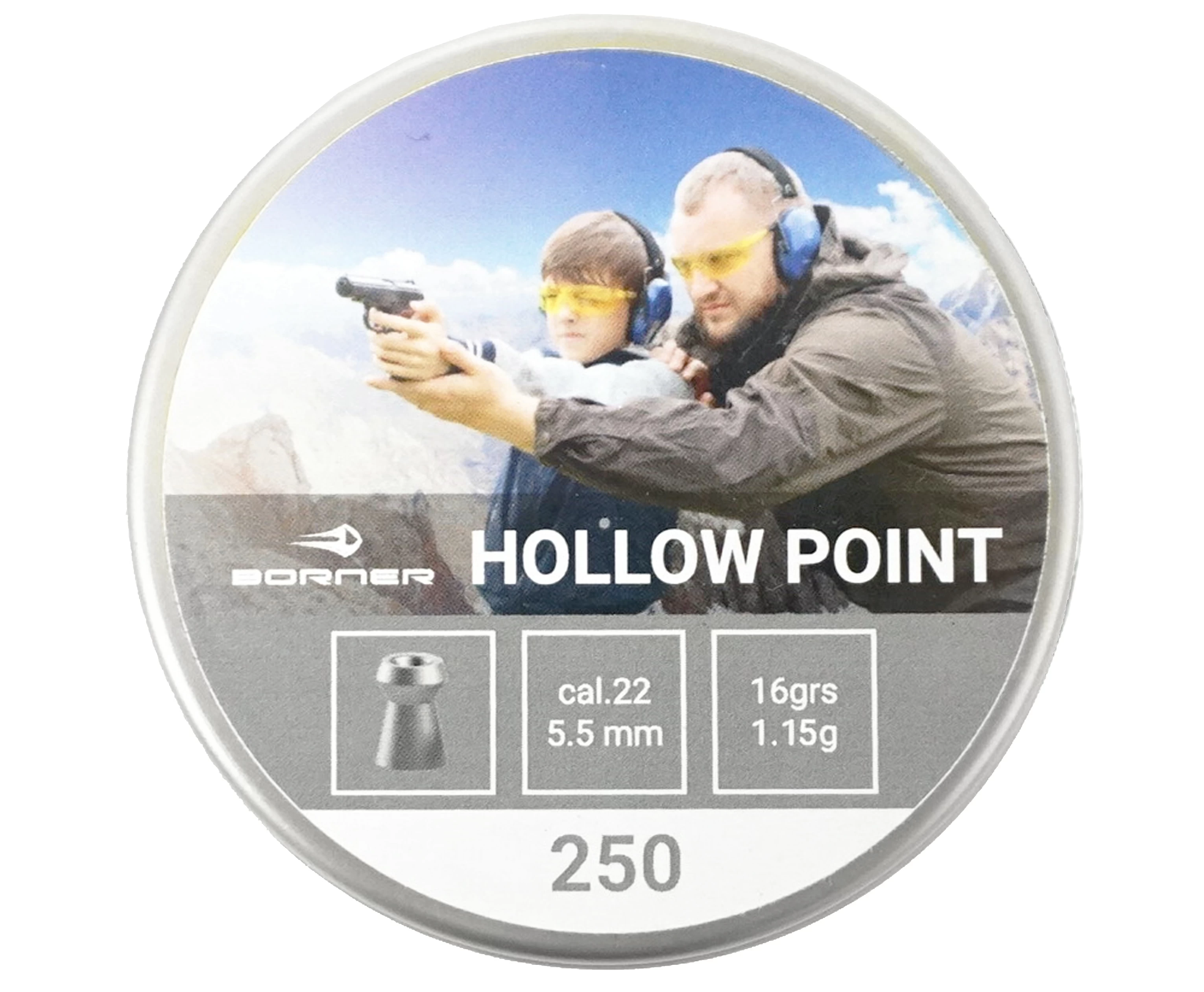 Пули для пневматики Borner "Hollow Point", калибр 5,5 мм (250 шт.) 1,15 гр., Серебристый, Hollow Point
Пули для пневматики Borner "Hollow Point", калибр 5,5 мм (250 шт.) 1,15 гр., Серебристый, Hollow Point