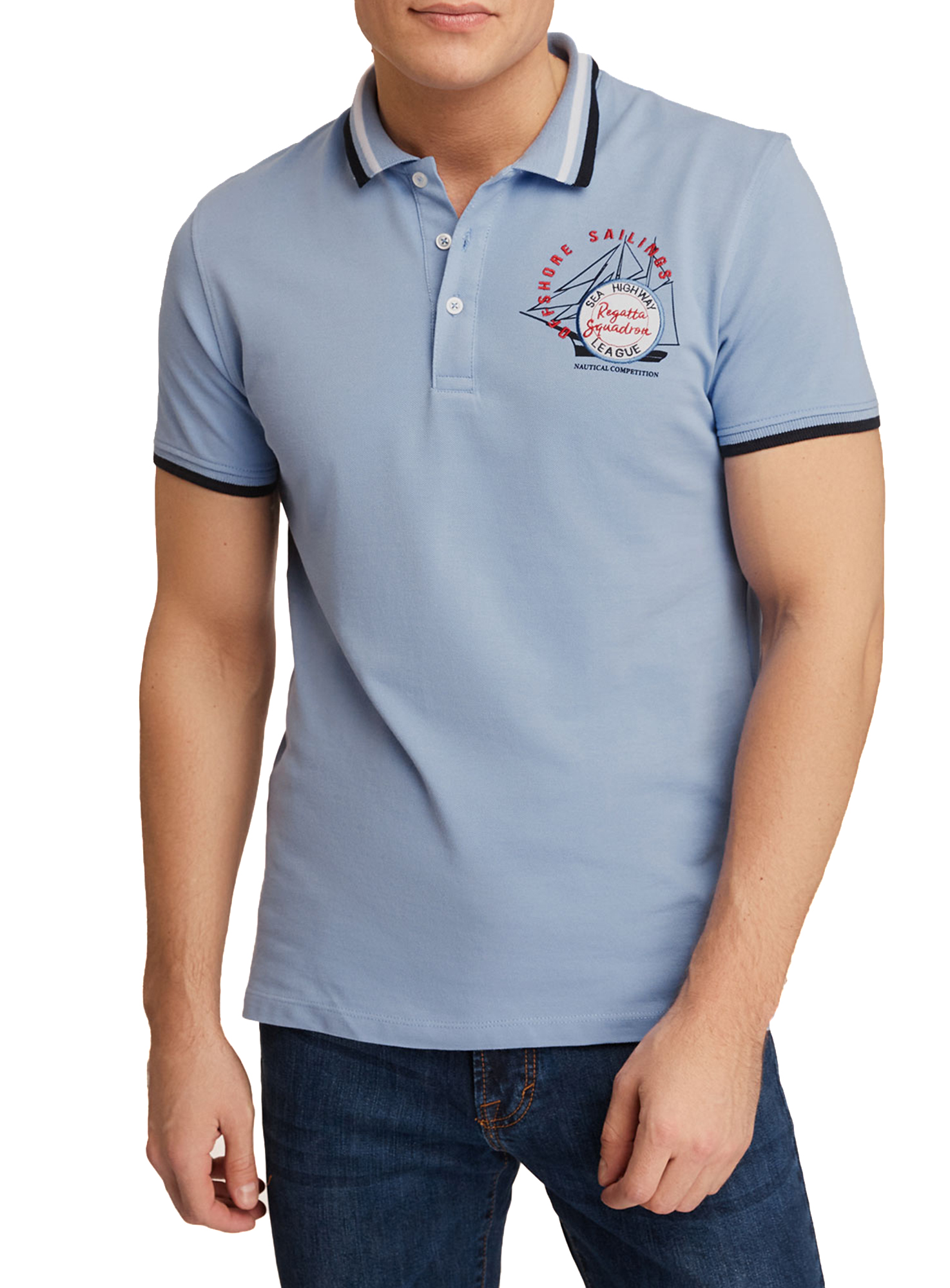 фото Футболка-поло мужская oodji 5l422001i-11 синяя 2xl