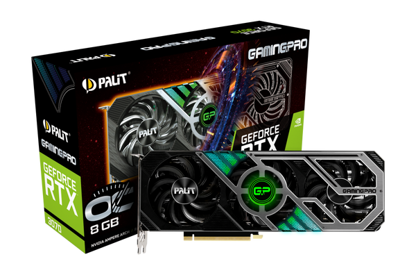 Видеокарта Palit NVIDIA GeForce RTX 3070 GamingPro OC (NE63070S19P2-1041A V1), Черный, GeForce RTX 3070 GamingPro OC
Видеокарта Palit NVIDIA GeForce RTX 3070 GamingPro OC (NE63070S19P2-1041A V1), Черный, GeForce RTX 3070 GamingPro OC