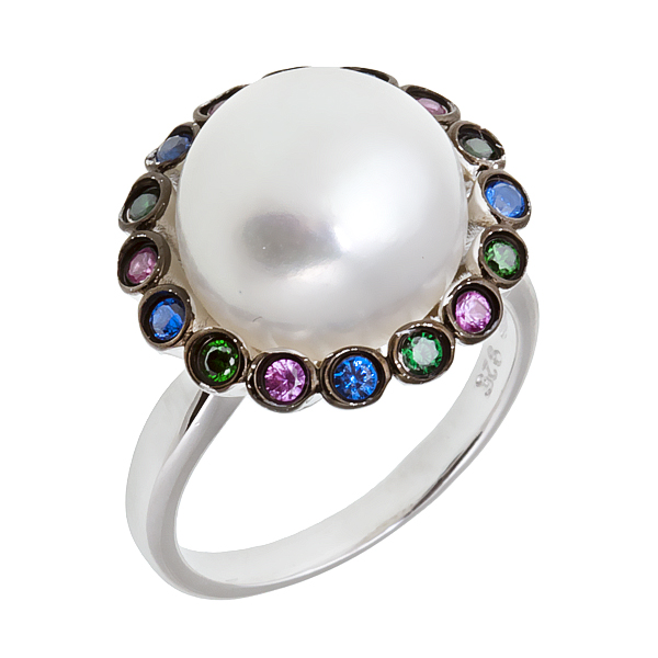 фото Кольцо из серебра с жемчугом и изумрудом р. 18 balex jewellery 1432930167