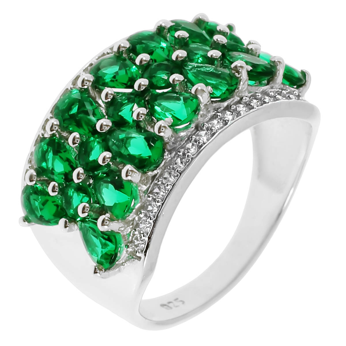 фото Кольцо из серебра с изумрудом и фианитом р. 17.5 balex jewellery 1410931467