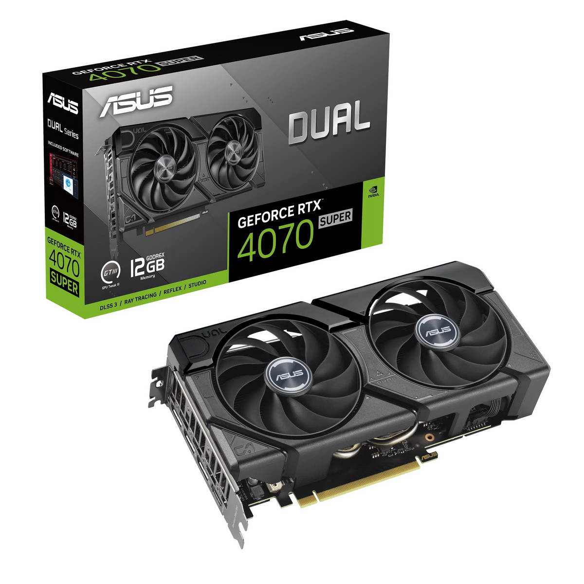 Видеокарта ASUS NVIDIA GeForce RTX 4070 Super DUAL EVO (DUAL-RTX4070S-12G-EVO), GeForce RTX 4070 Super DUAL EVO
Видеокарта ASUS NVIDIA GeForce RTX 4070 Super DUAL EVO (DUAL-RTX4070S-12G-EVO), GeForce RTX 4070 Super DUAL EVO