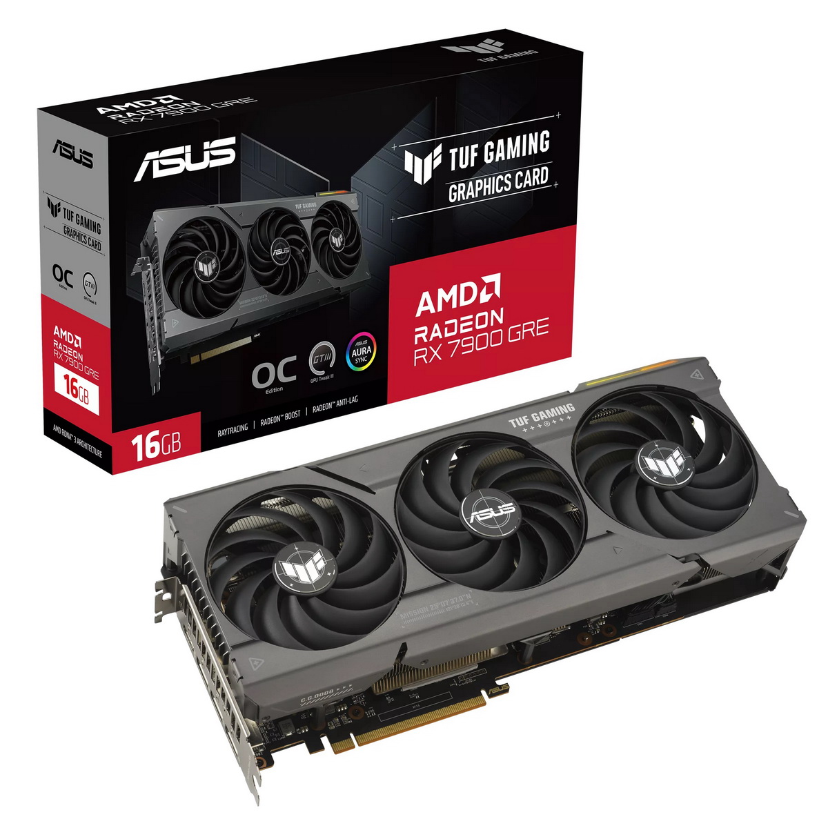 Видеокарта ASUS AMD Radeon RX 7900GRE TUF GAMING OC (TUF-RX7900GRE-O16G-GAMING), Radeon RX 7900GRE TUF GAMING OC 
Видеокарта ASUS AMD Radeon RX 7900GRE TUF GAMING OC (TUF-RX7900GRE-O16G-GAMING), Radeon RX 7900GRE TUF GAMING OC