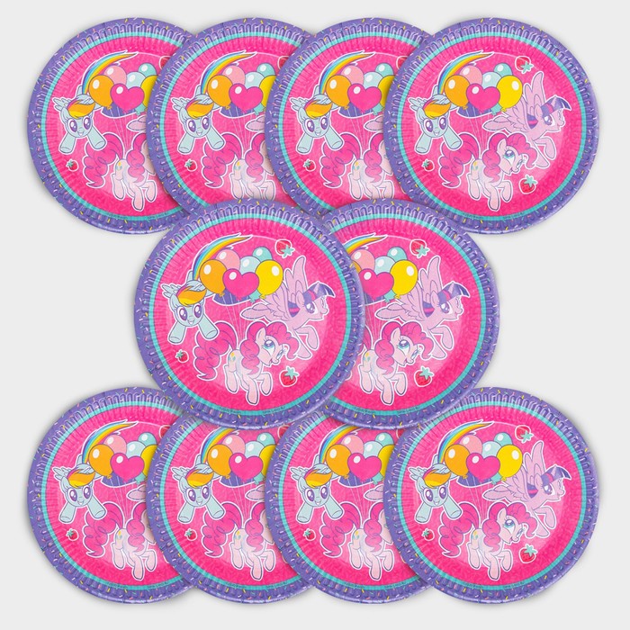 Набор бумажных тарелок "С Днем Рождения", My Little Pony, 18 см, 10 шт, My Little Pony 
Набор бумажных тарелок "С Днем Рождения", My Little Pony, 18 см, 10 шт, My Little Pony