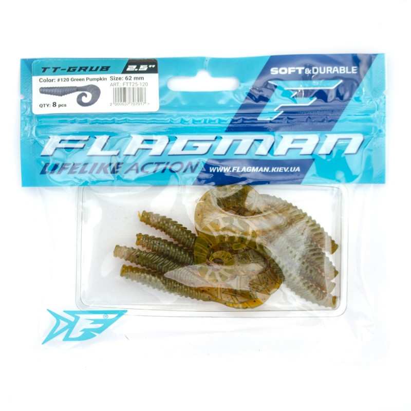 Силиконовая приманка FLAGMAN Твистер TT-Grub 2,5'' #120 Green Pumpkin 6,2см 8шт, FTT25
Силиконовая приманка FLAGMAN Твистер TT-Grub 2,5'' #120 Green Pumpkin 6,2см 8шт, FTT25