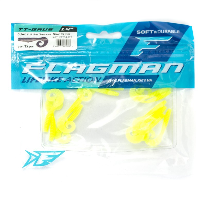 Силиконовая приманка FLAGMAN Твистер TT-Grub 1,4'' #127 Lime Chartreuse 3,5см 12шт, FTT14
Силиконовая приманка FLAGMAN Твистер TT-Grub 1,4'' #127 Lime Chartreuse 3,5см 12шт, FTT14